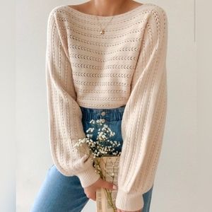 Cream cropped shrug sweater